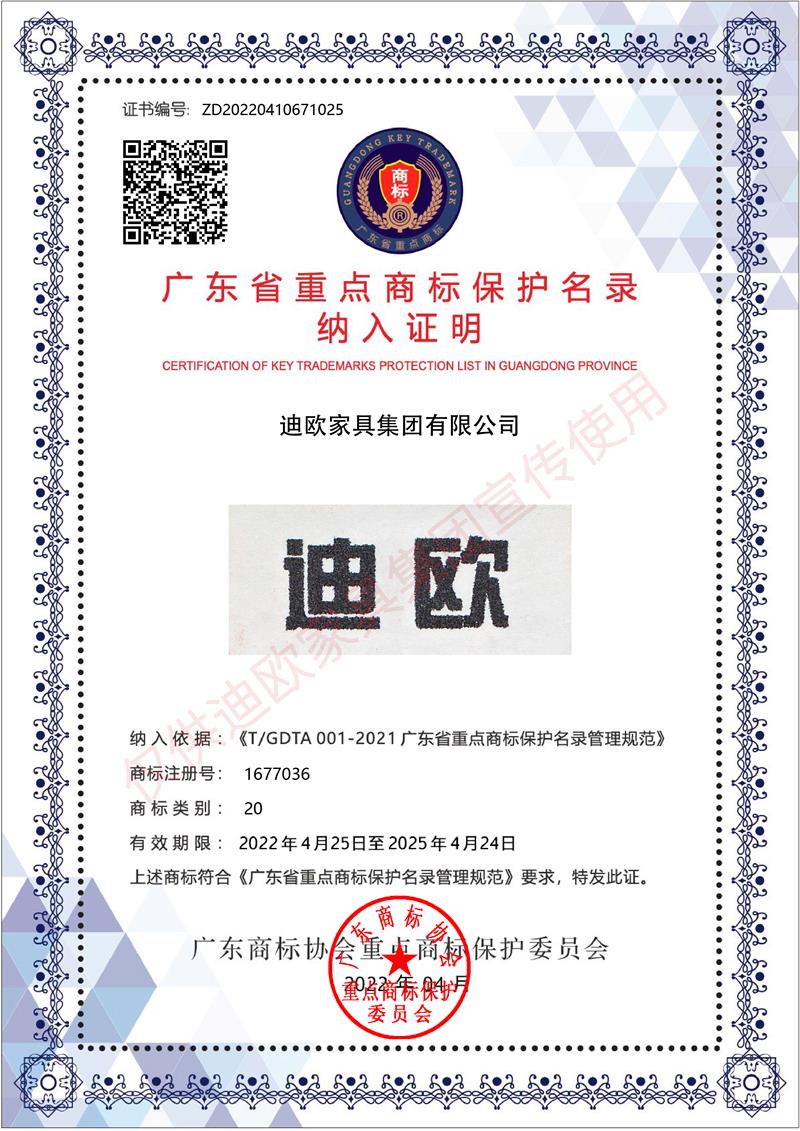 迪歐 廣東省重點(diǎn)商標(biāo)保護(hù)名錄
